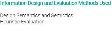Information Design and Evaluation Methods Used Design Semantics and Semiotics Heuristic Evaluation 