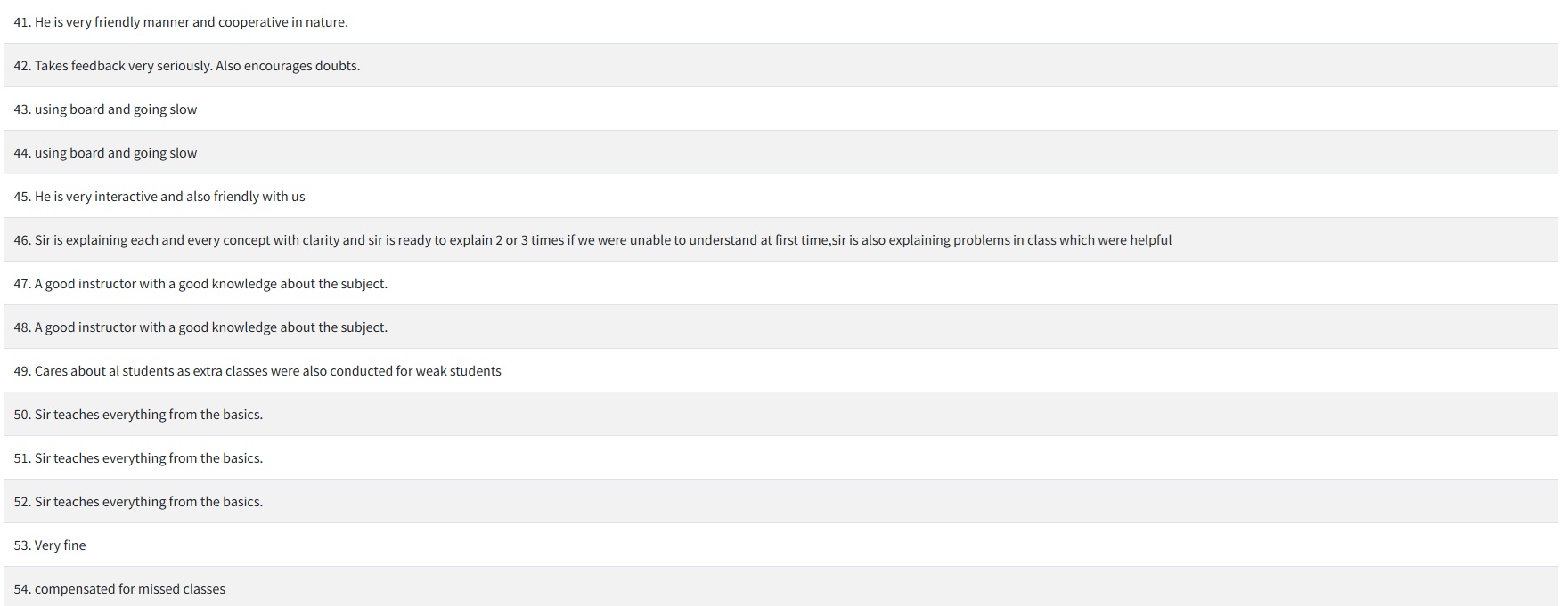Comments for Instructor