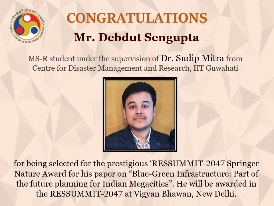 Congratulations to Mr. Debdut Sengupta, MS-R at CDMR for being selected for the prestigious ‘RESSUMMIT-2047 Springer Nature Award